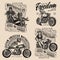 Motorcycle vintage designs composition