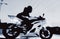 Motorcycle Yamaha r6 Woman Rider BlackWhite