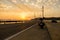 Motorcycle Yamaha VMAX in front of sunset