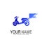 Motorcycles delivery order and package logo with maximum speed