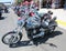 Motorcycles parked along street at Sturgis, SD, motorcycle rally