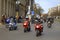 Motorcycles tour city boulevards