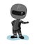 Motorcyclist in a black jacket and helmet. Biker uniform. Cartoon style. Hitchhiking on the road. Flat design. Isolated