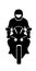 Motorcyclist icon. Frontal modern biker silhouette