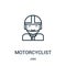 motorcyclist icon vector from jobs collection. Thin line motorcyclist outline icon vector illustration. Linear symbol