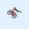 motorcyclist in jump field outline icon. Element of monster trucks show icon for mobile concept and web apps. Field outline motorc