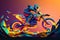 Motorcyclist, motocross bike in jump. Generative AI