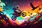 Motorcyclist, motocross bike in jump. Generative AI