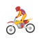 Motorcyclist on Motorbike, Motocross Racing, Motorbiker Male Character Vector Illustration