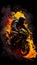 Motorcyclist on a motorcycle on fire. Biker in flame. AI generative. Graphic