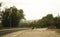 Motorcyclist passing through the winding road