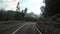Motorcyclist Rides on a Beautiful Landscape Mountain Road in Europe. First Person view