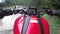 Motorcyclist Rides Off-road in the Rain through Mud and Puddles. POV, Chest View