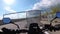 Motorcyclist Riding on Autobahn near the Wind Turbines Farm in Austria. POV