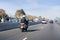 Motorcyclist riding on the freeway