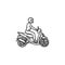 Motorcyclist riding motorbike hand drawn outline doodle icon.