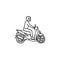 Motorcyclist riding motorbike hand drawn outline doodle icon.