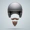 Motorcyclist symbol with mustache and beard.