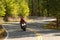 Motorcyclist on a winding road