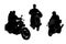 Motorcyclists silhouette set isolated on white background.