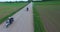 Motorcyclists touring Lithuania passes by on an enduro road bike