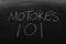 Motores 101 On A Blackboard. Translation: Engines 101
