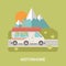 Motorhome Business logo Camp vector flat style ill