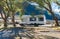 Motorhome camper at Lake Pearson / Moana Rua Wildlife Refuge, New Zealand