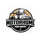 Motorhome camper van emblem circle logo label vector