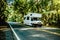 motorhome on a camping ground, caravan vacations, campervan trip