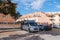 Motorhome parked at Spanish aire Falset, Priorat Region, Tarragona Province, Spain