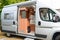 Motorhome RV campervan parked open door for night