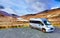 Motorhome van conversion parked by Scottish loch Scotland UK