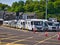 Motorhomes queue at the CalMac ferry terminal in Oban, Scotland, UK for the ferry to Castlebay on Barra in the Outer Hebrides