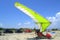 Motorized hang glider on the beach