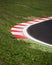 Motorsport racing track curb at round closeup