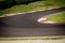 Motorsport racing track curb at round closeup