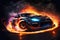 motorsport sports Racing Car with Wheels on Fire Extreme Racing, generative ai