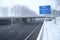 Motorway A20 during snow at the cordlandt aquaduct and the junction Nieuwerkerk aan den IJssel in the Netherlands.
