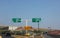 Motorway junction with directions to go to the Italian cities of