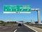 Motorway junction with sign with directions to major cities in I