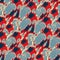 Mottled marine blue red yellow seamless texture. Modern retro swim wear fashion allover print. Memphis style masculine