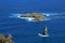 Motu Nui Island, with the Smaller Motu Iti Island and the Motu Kao Kao Sea Stack View from Orongo Village on Easter Island, Chile