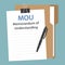 MOU, Memorandum of Understanding document text, flat lay composition