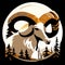 Mouflon head in the mountains. Vector illustration for your design generative AI