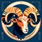 Mouflon head, symbol of the zodiac. Vector illustration Generative AI