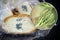 Mouldy bread and close-up view of Penicillium fungi, the causative agent of bread mould