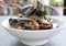 Moules Mariniere or Belgian Steamed Mussels in White Wine and Garlic