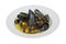 Moules Mariniere in a White Bowl