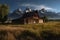 Moulton barn, grand teton national park. Generative AI